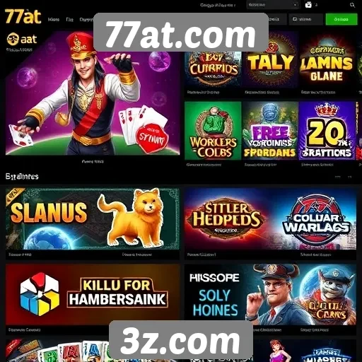 Variedade de jogos disponíveis no 77at